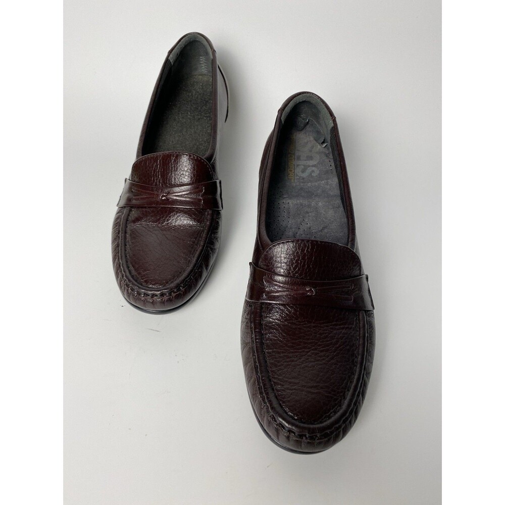 SAS Easier Women’s Comfort Burgundy Leather Wedge Loafers 7.5 N